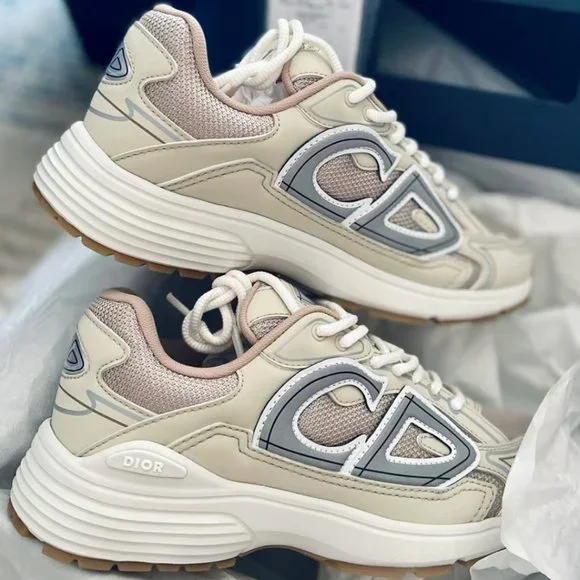 Dior B30 fabric casual sneakers Cream US 6 - Picture 3 of 5